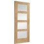 Internal Oak Glazed 4-Panel Shaker Door with Clear Glass - Unfinished - 2040 x 626 x 40mm - 4 Light - XL Joinery
