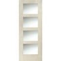 Internal Oak Shaker 4 Panel Door with Clear Glass - Unfinished, 2040 x 726 x 40 mm