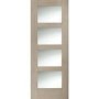 Internal Oak Shaker 4 Panel Door with Obscure Glass - Unfinished, 2040 x 726 x 40 mm