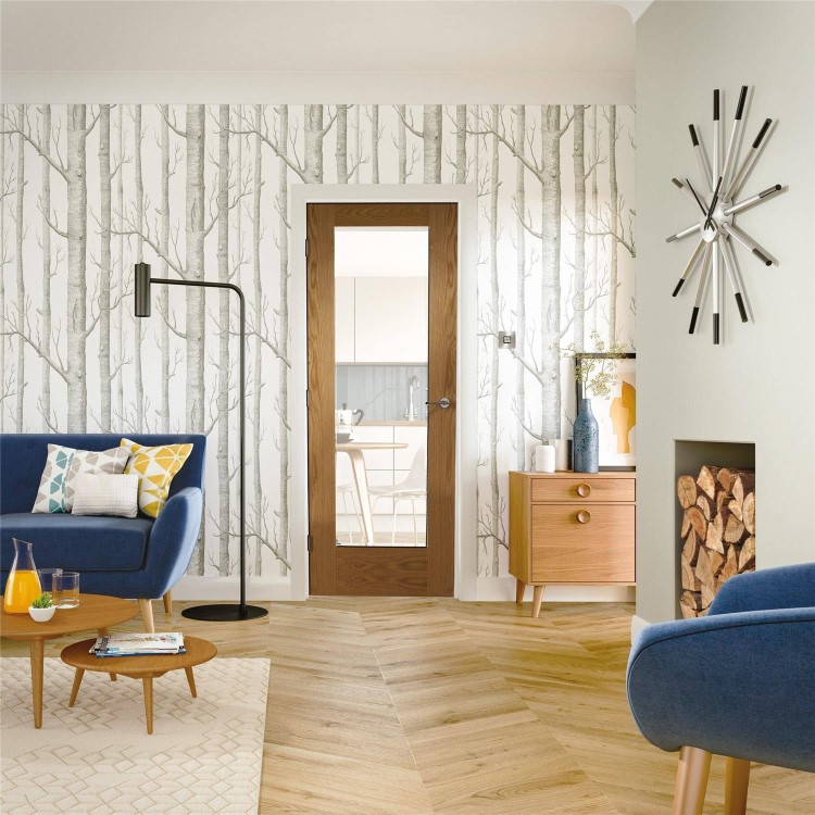 Internal Oak Fully-Glazed Door with Clear Glass - Unfinished - 1981 x 686 x 35mm - Pattern 10 - XL Joinery