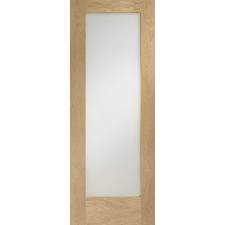 Internal Oak Pattern 10 with Clear Glass Fire Door - Unfinished, 1981 x 762 x 44 mm