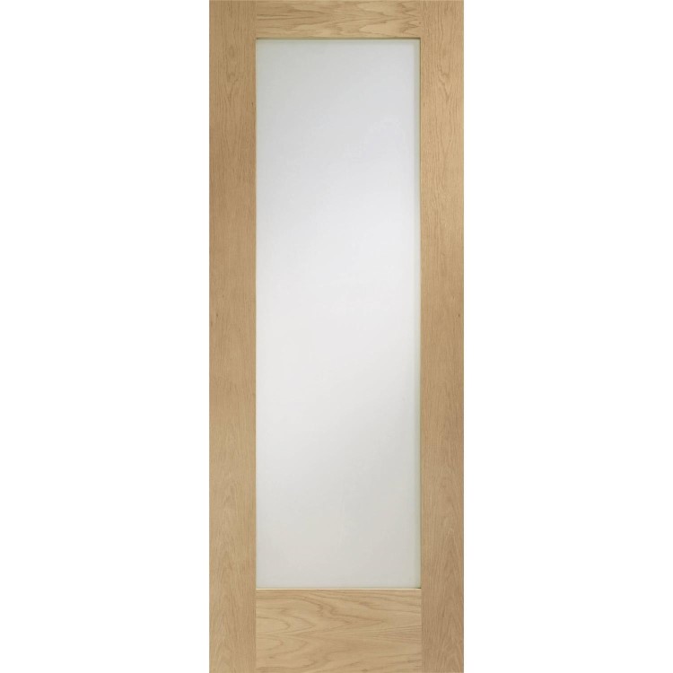 Internal Oak Fully-Glazed Door with Frosted Glass - Unfinished - 1981 x 838 x 35mm - Pattern 10 - XL Joinery