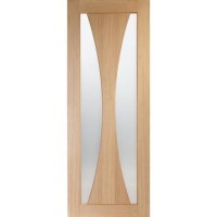 Internal Oak Verona with Clear Glass Fire Door - 1981 x 686 x 44 mm, Unfinished