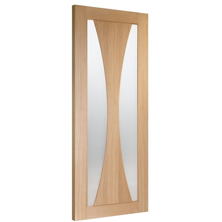 Internal Oak Verona with Clear Glass Fire Door - 1981 x 838 x 44 mm, Unfinished