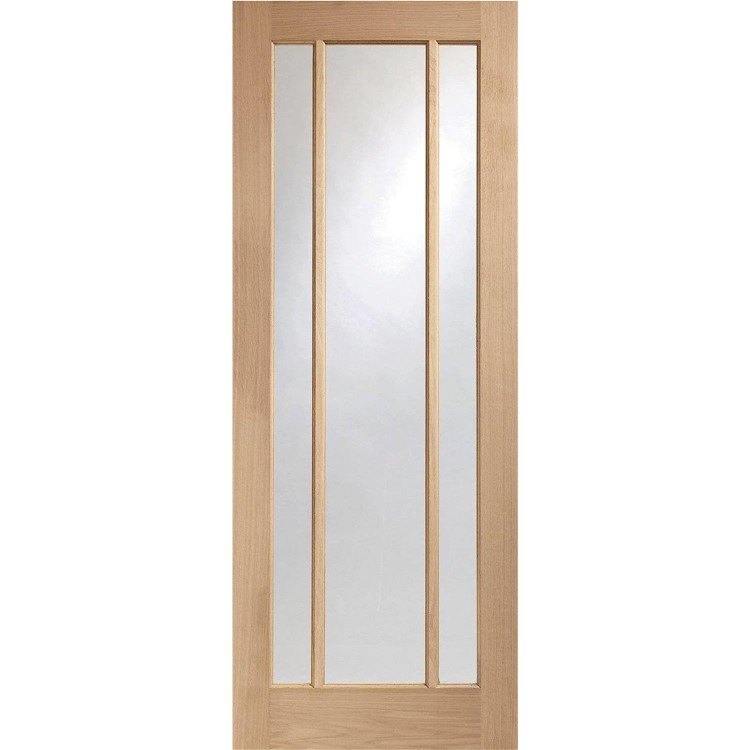Internal Oak Glazed 3-Panel Door with Clear Glass - Unfinished - 2040 x 826 x 40mm - Worcester - XL Joinery