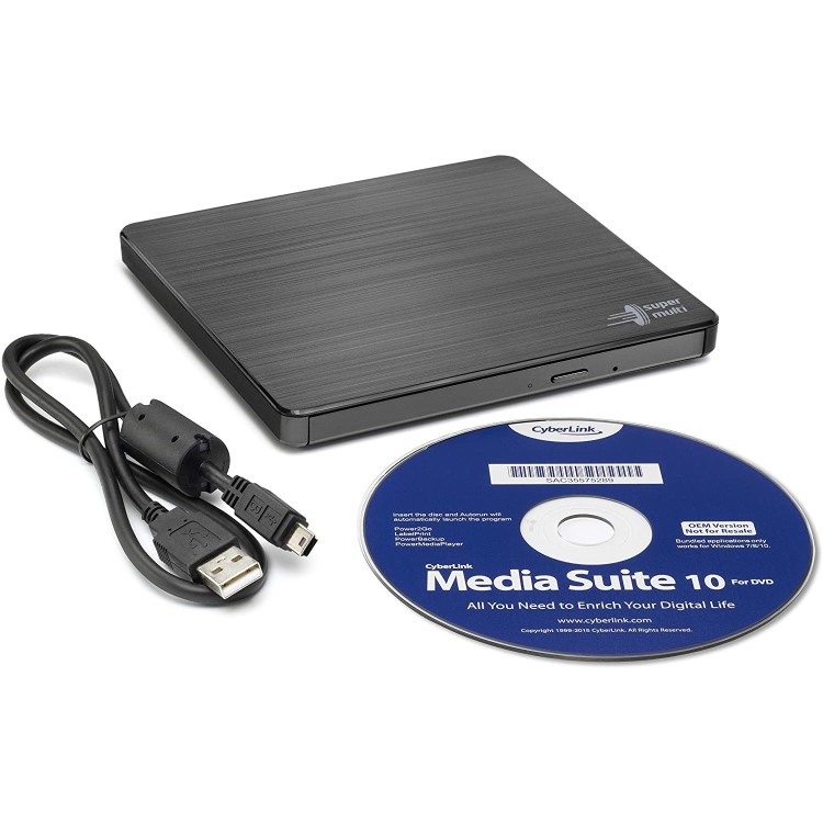 Hitachi-LG GP60NB60 8x DVD-RW USB 2.0 Slim External Optical Drive Black