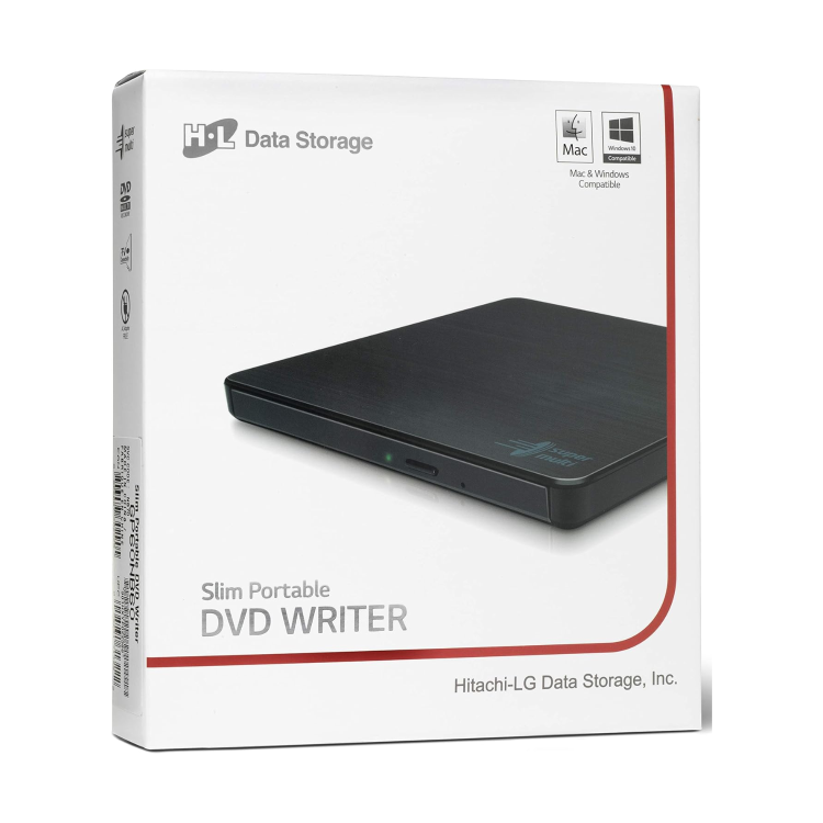 Hitachi-LG GP60NB60 8x DVD-RW USB 2.0 Slim External Optical Drive Black