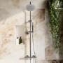 Chrome Thermostatic Mixer Shower Set with Rainfall-Style Curved Arm Hand Shower with Slide Rail Kit - Grace