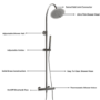 Chrome Thermostatic Mixer Shower Set with Rainfall-Style Curved Arm Hand Shower with Slide Rail Kit - Grace