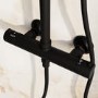Black Thermostatic Mixer Shower Set with Rainfall-Style Curved Arm Hand Shower with Slide Rail Kit - Grace