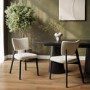 Set of 2 Beige Upholstered Dining Chairs with Black Legs - Greta