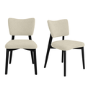 Set of 2 Beige Upholstered Dining Chairs with Black Legs - Greta