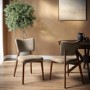Set of 2 Beige Faux Leather Dining Chairs with Walnut Legs - Greta
