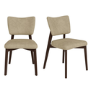 Set of 2 Beige Faux Leather Dining Chairs with Walnut Legs - Greta