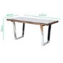 Grayson Large Industrial Wood Dining Table with Glass Top - Seats 6
