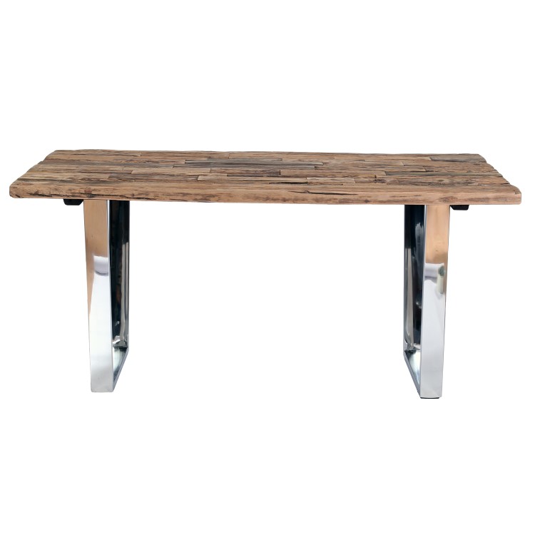Grayson Large Industrial Wood Dining Table with Glass Top - Seats 6