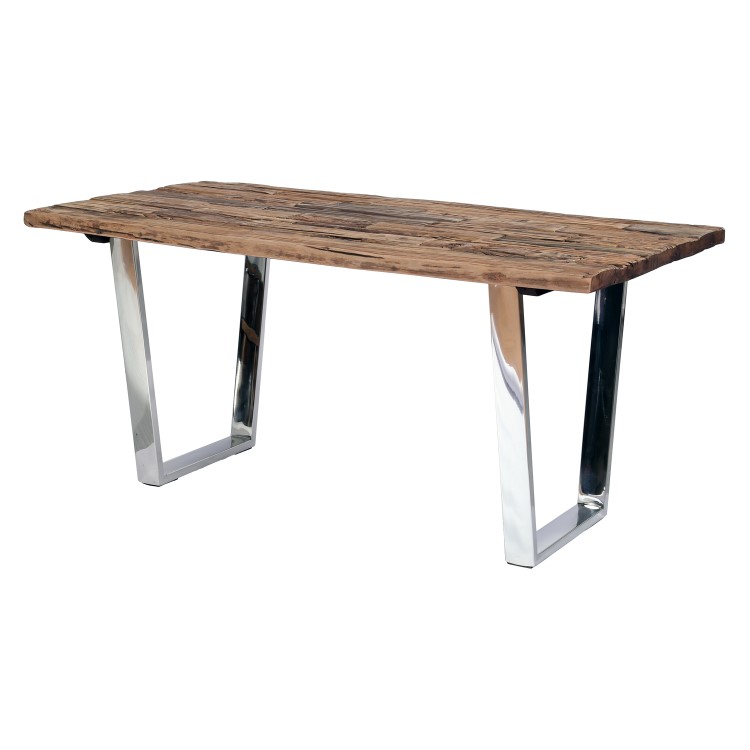 Grayson Large Industrial Wood Dining Table with Glass Top - Seats 6