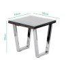 Grayson Industrial Side Table in Railway Wood with Glass Top