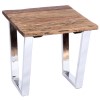 Grayson Industrial Side Table in Railway Wood with Glass Top