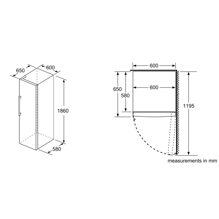 Siemens GS36NVI3PG iQ300 242L 186x60cm NoFrost Upright Freezer - EasyClean Stainless Steel