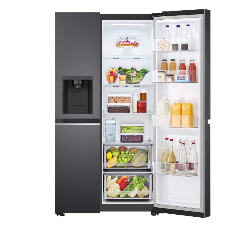 Refurbished LG NatureFRESH GSLV71MCTD Freestanding 635 Litre Frost Free American Fridge Freezer Matte Black