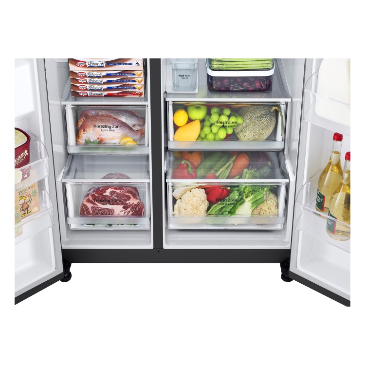 Refurbished LG NatureFRESH GSLV71MCTD Freestanding 635 Litre Frost Free American Fridge Freezer Matte Black
