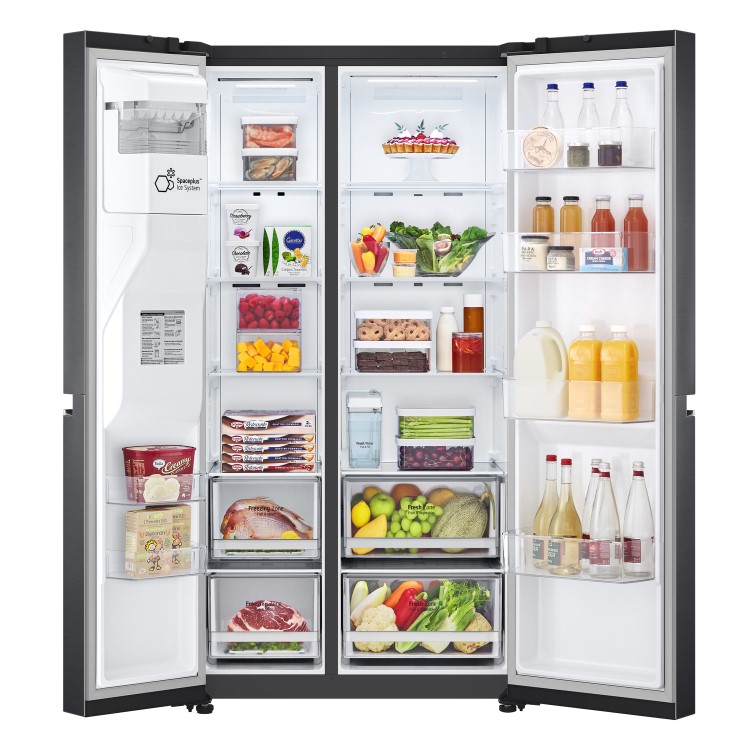 LG 635 Litre Side By Side  American Fridge Freezer With LG Smart Inverter Compressor - Matt Black