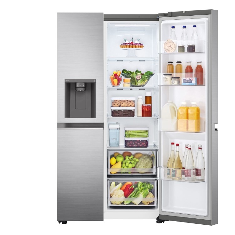 LG NatureFRESH 635 Litre Side-by-Side American Fridge Freezer - Shiny Steel