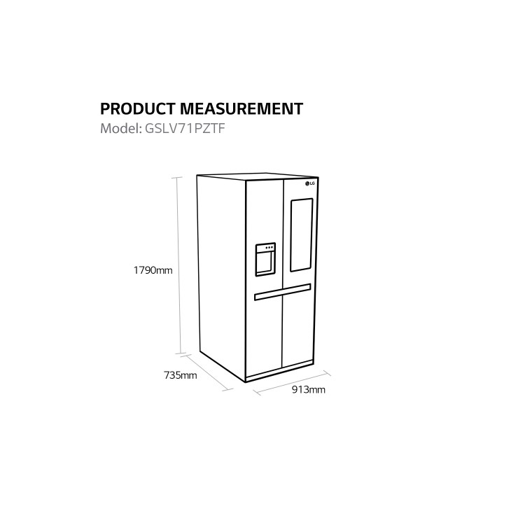 Refurbished LG GSLV71PZTF Freestanding 635 Litre Frost Free American Fridge Freezer Stainless Steel 