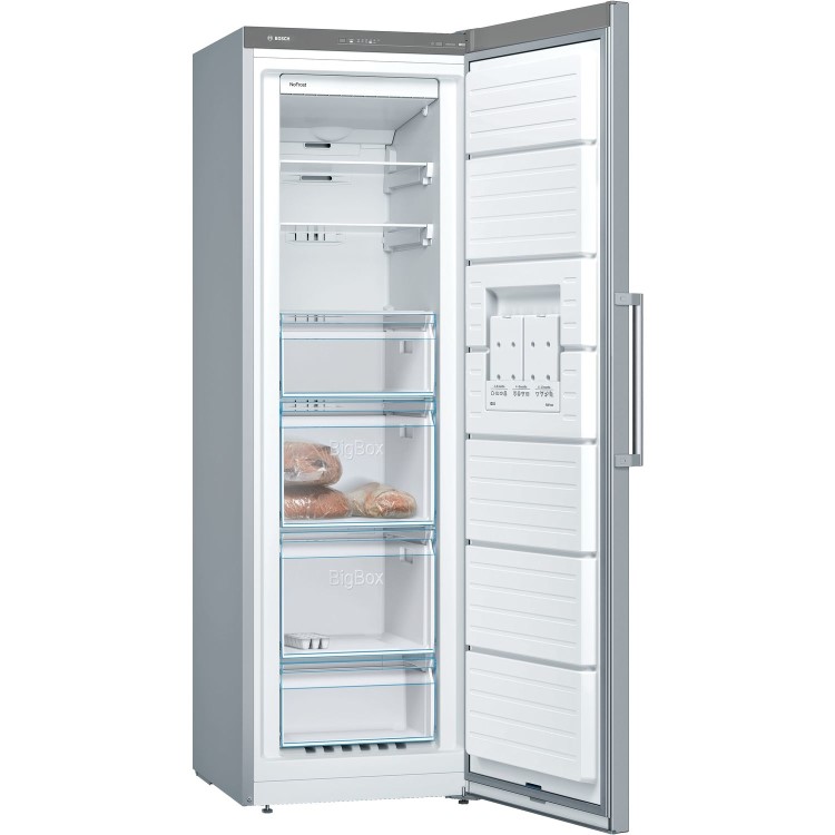Refurbished Bosch Serie 4 GSN36VLFPG Freestanding 242 Litre Upright Freezer Stainless Steel Look