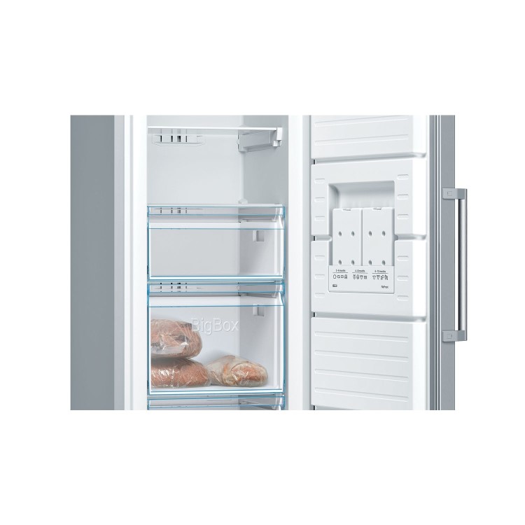 Refurbished Bosch Serie 4 GSN36VLFPG Freestanding 242 Litre Upright Freezer Stainless Steel Look