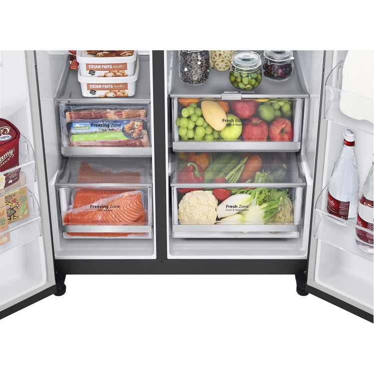 LG InstaView ThinQ American Fridge Freezer With Plumbed Ice And Water Dispenser - Matte Black