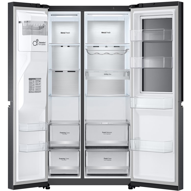 LG InstaView ThinQ American Fridge Freezer With Plumbed Ice And Water Dispenser - Matte Black