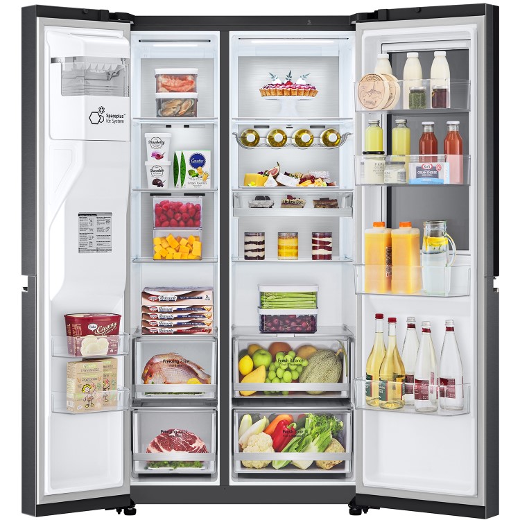 LG InstaView ThinQ American Fridge Freezer With Plumbed Ice And Water Dispenser - Matte Black
