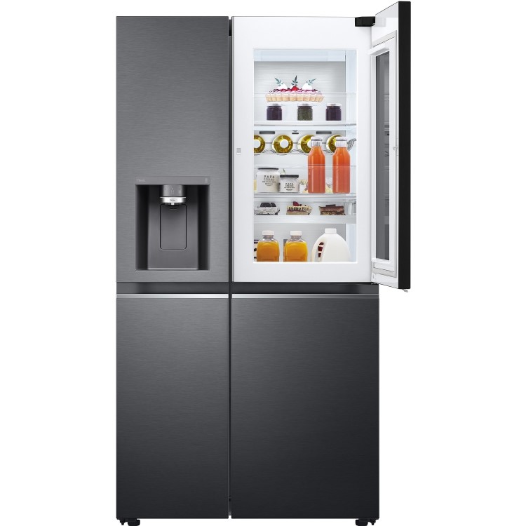 LG InstaView ThinQ American Fridge Freezer With Plumbed Ice And Water Dispenser - Matte Black