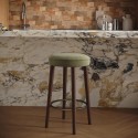 GTY002S Sage Green Velvet Kitchen Counter Bar Stool with Walnut Legs - Gatsby