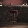Burgundy Velvet Kitchen Counter Bar Stool with Walnut Legs - Gatsby