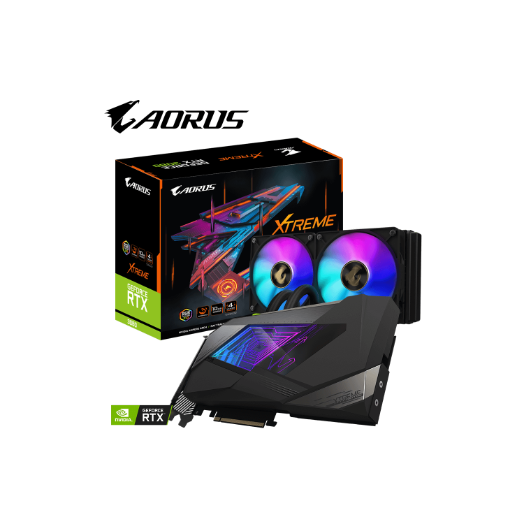 Box Opened Gigabyte AORUS NVIDIA GeForce RTX 3080 10GB Xtreme Waterforce Ampere Graphics Card