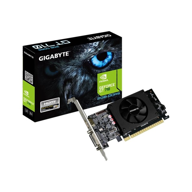 GRADE A1 - Gigabyte GeForce GT 710 2GB GDDR5 Single Fan Cooling System Low Profile Graphics Card