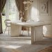 Beige Marble Effect Pillar Extendable Dining Table - Seats 6 - 8 - Geneva