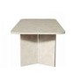 Beige Marble Effect Pillar Extendable Dining Table - Seats 6 - 8 - Geneva