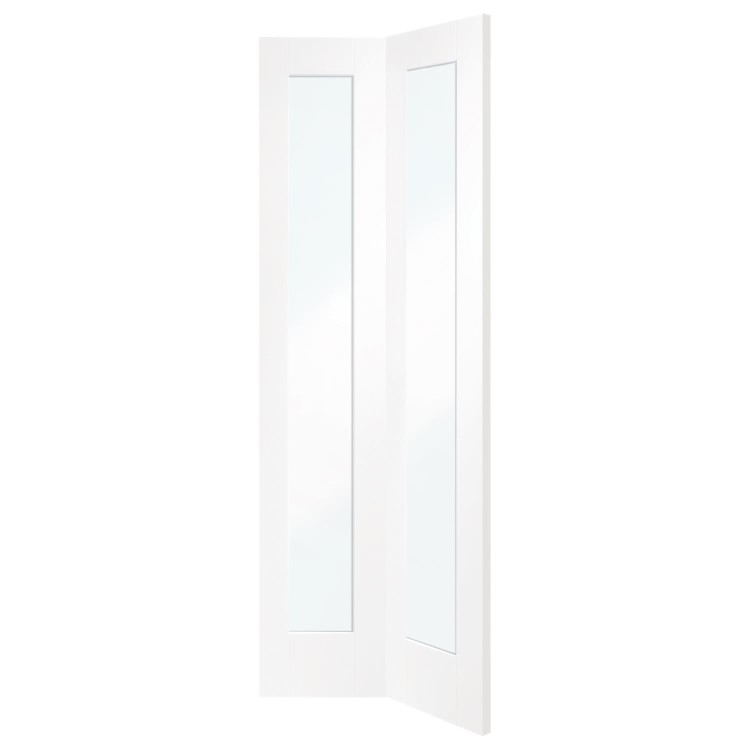 Internal White Primed Pattern 10 Bi-Fold with Clear Glass - White Primed, 1981 x 686 x 35 mm