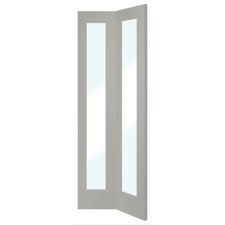 Internal White Primed Pattern 10 Bi-Fold with Clear Glass - White Primed, 1981 x 686 x 35 mm