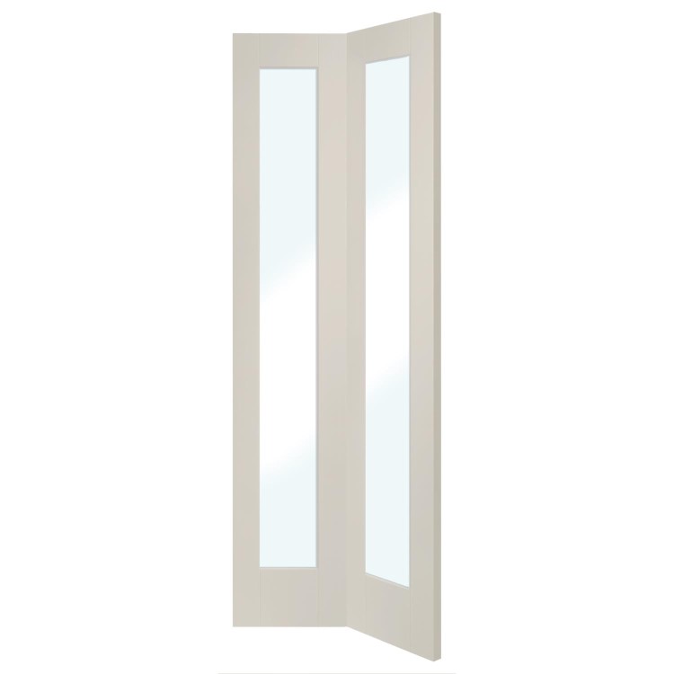 Internal White Primed Pattern 10 Bi-Fold with Clear Glass - White Primed, 1981 x 686 x 35 mm