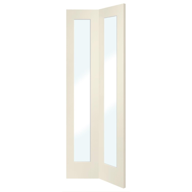 Internal White Primed Pattern 10 Bi-Fold with Clear Glass - White Primed, 1981 x 686 x 35 mm
