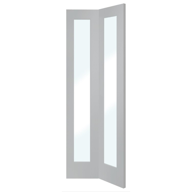 Internal White Primed Pattern 10 Bi-Fold with Clear Glass - White Primed, 1981 x 762 x 35 mm