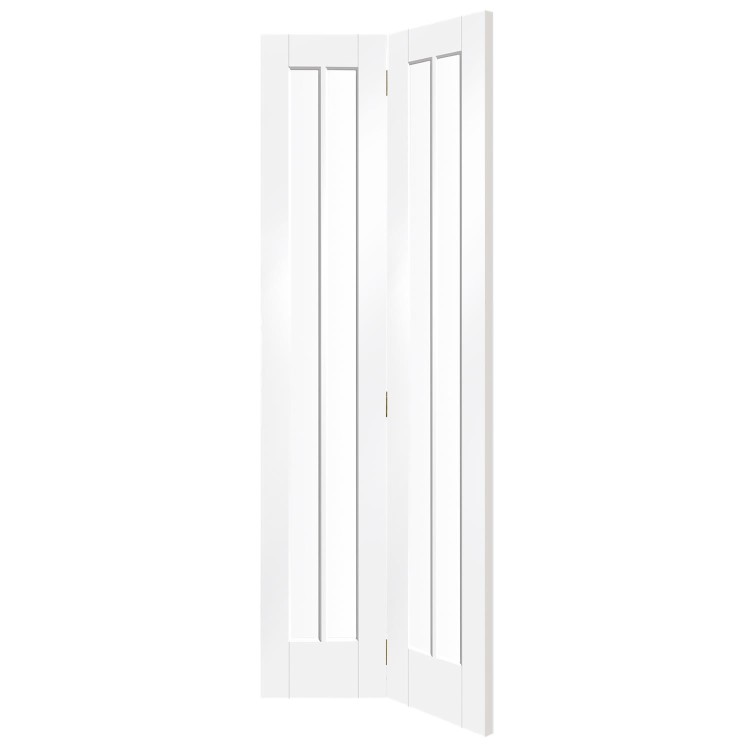 White Primed Worcester Internal Bi-Fold with Clear Glass - White Primed, 1981 x 686 x 35 mm