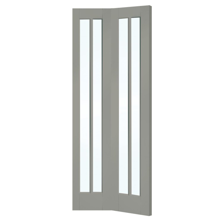White Primed Worcester Internal Bi-Fold with Clear Glass - White Primed, 1981 x 686 x 35 mm