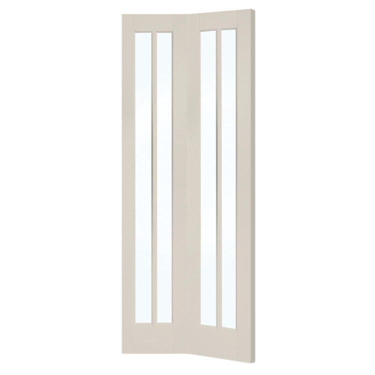 White Primed Worcester Internal Bi-Fold with Clear Glass - White Primed, 1981 x 686 x 35 mm