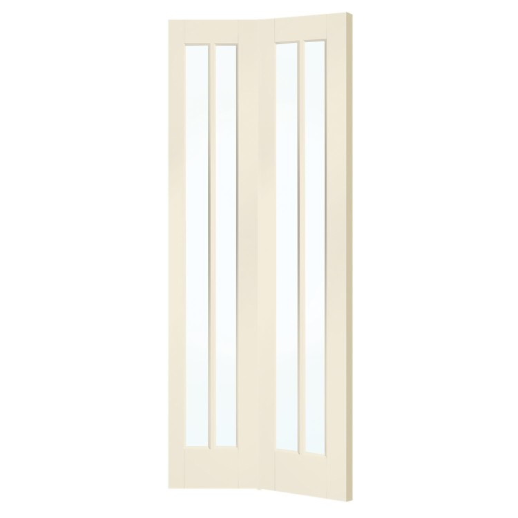 White Primed Worcester Internal Bi-Fold with Clear Glass - White Primed, 1981 x 686 x 35 mm
